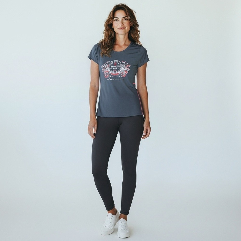 New Balance 2017 Brooklyn Half Marathon NB Dry Running Shirt Gray Womens SZ S